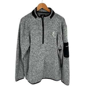 Browning Mens XL Gray Heather 1/4 Zip Fleece Pullover Hunting Casual Sweatshirt